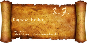Kopacz Fedor névjegykártya